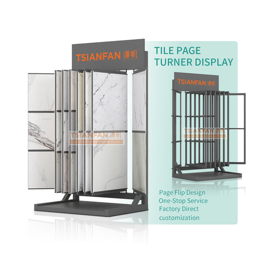 porcelain tiles page turning display stand stone display solutions-CF085-2