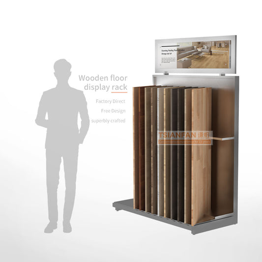 Expositor ranurado para muestras de madera, expositor de suelo de madera - WE2037
