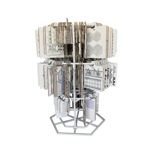 Soporte de exhibición colgante de piso de acero con muestra de piedra de mosaico, personalizado al por mayor, ML084