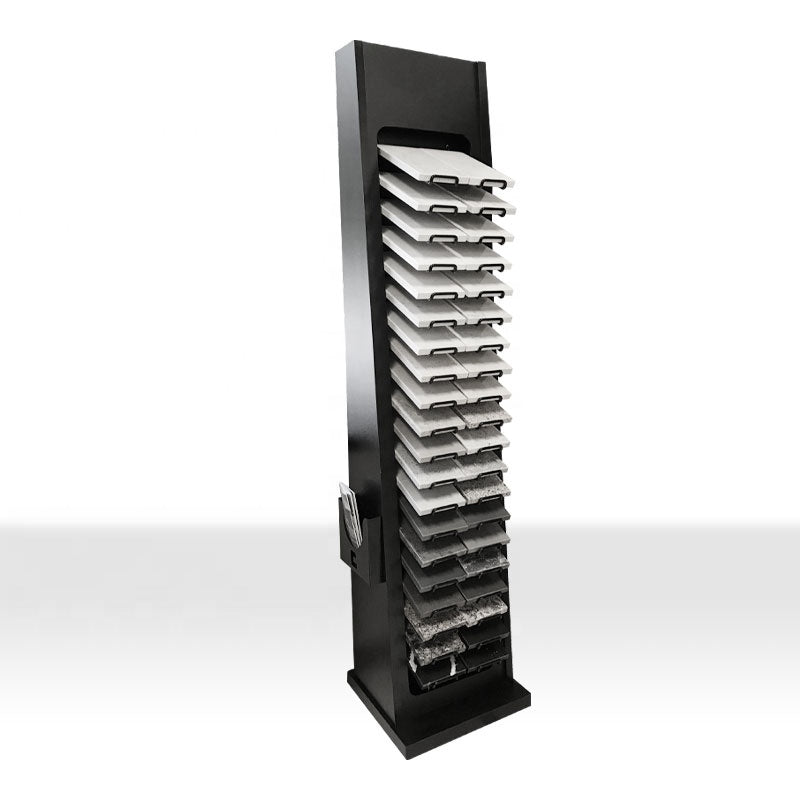 Fábrica personalizada moderna de metal piso de quartzo amostra expositor showroom granito mármore pedra suporte ladrilhos expositores LD008-5