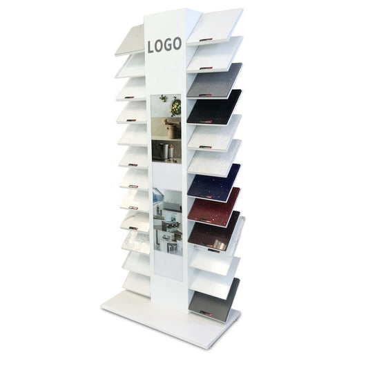 Venda imperdível de fábrica, showroom, cascata, luminoso, quartzo, mármore, suporte de exposição, cerâmica, pedra, exposição, suporte de chão, LD009-1