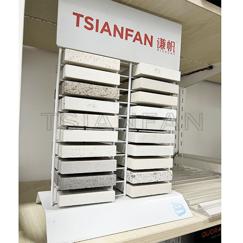 Small Quartzite stone tile brackets tile samples steel deposit rack