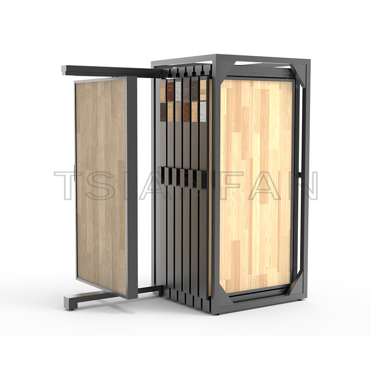 Exhibition hall Customize Hardwood floor slab display Cabinet woden Flooring push  pull-out Display sliding Metal Rack WT4004