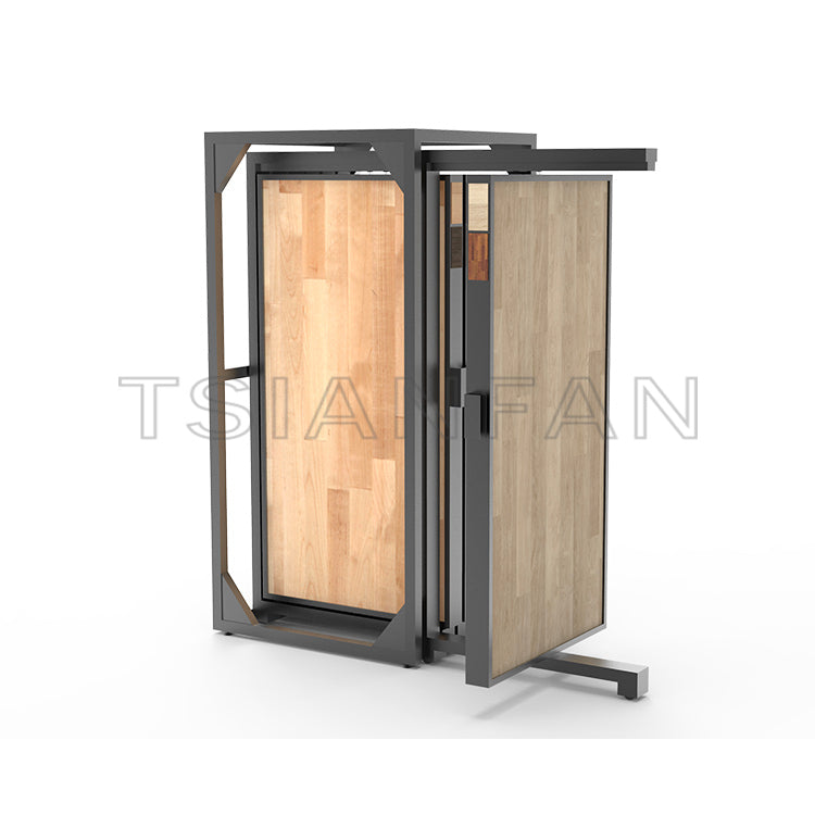 Exhibition hall Customize Hardwood floor slab display Cabinet woden Flooring push  pull-out Display sliding Metal Rack WT4004