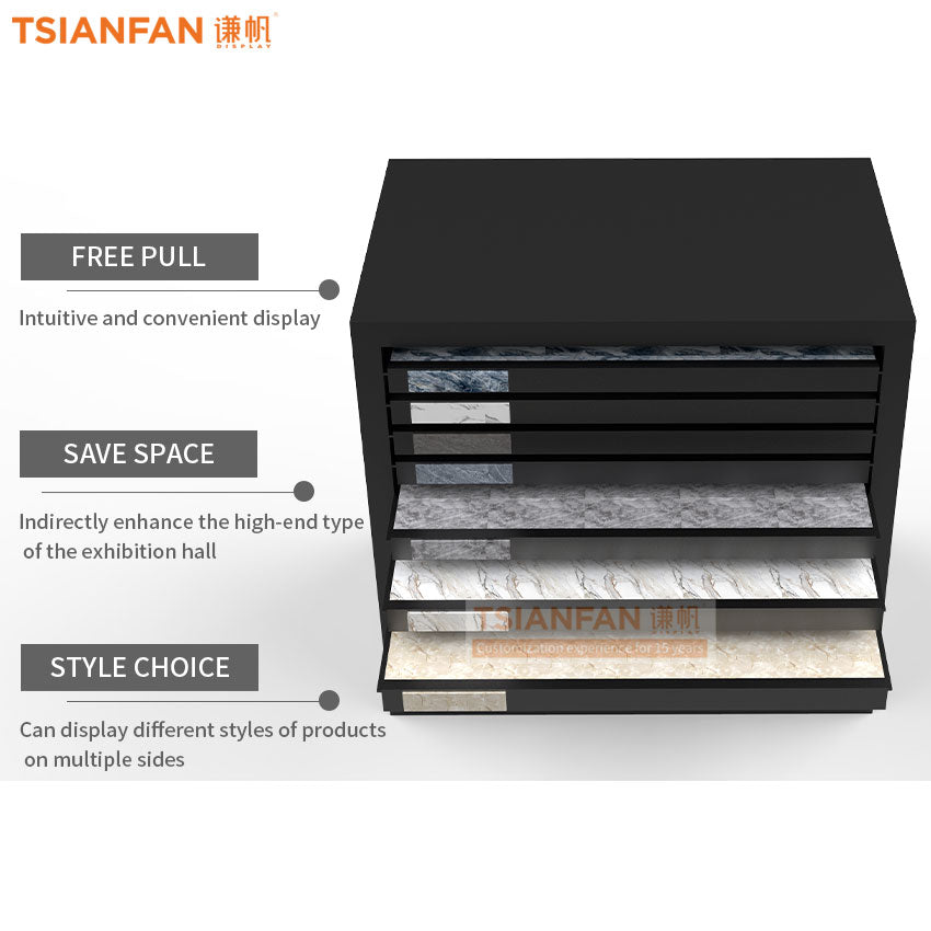 showroom porcelain tile samplestand marble display drawer unite-CC010