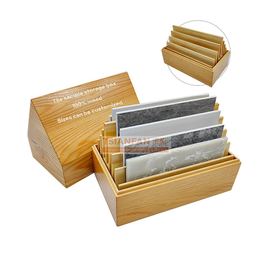 wooden sample box for stone displays tile storage slution
