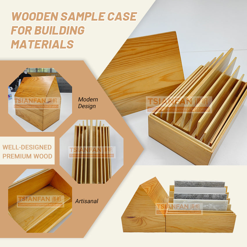 wooden sample box for stone displays tile storage slution