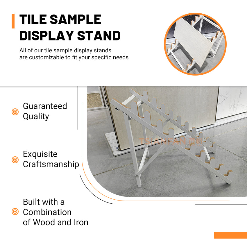 simple ceramic tile sample display stand for showrooms
