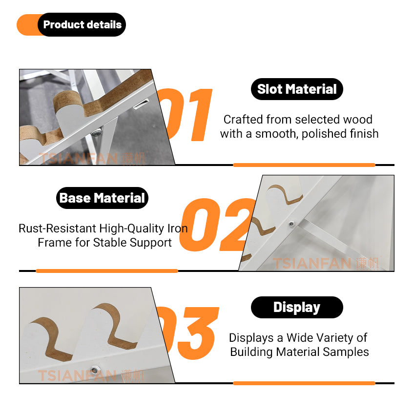 simple ceramic tile sample display stand for showrooms