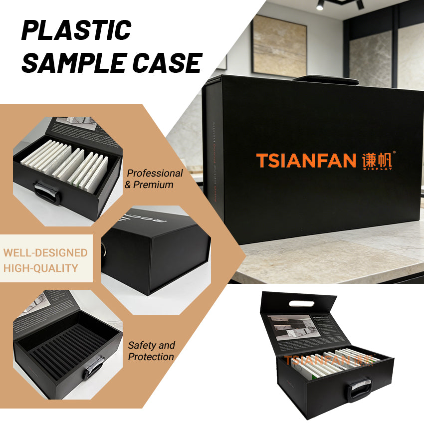 Custom branded tile sample boxes with logo