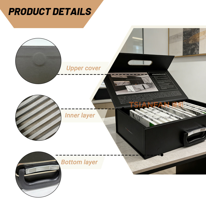 Custom branded tile sample boxes with logo