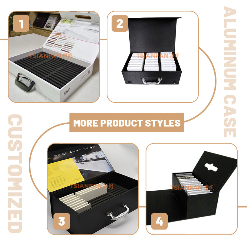 Custom branded tile sample boxes with logo