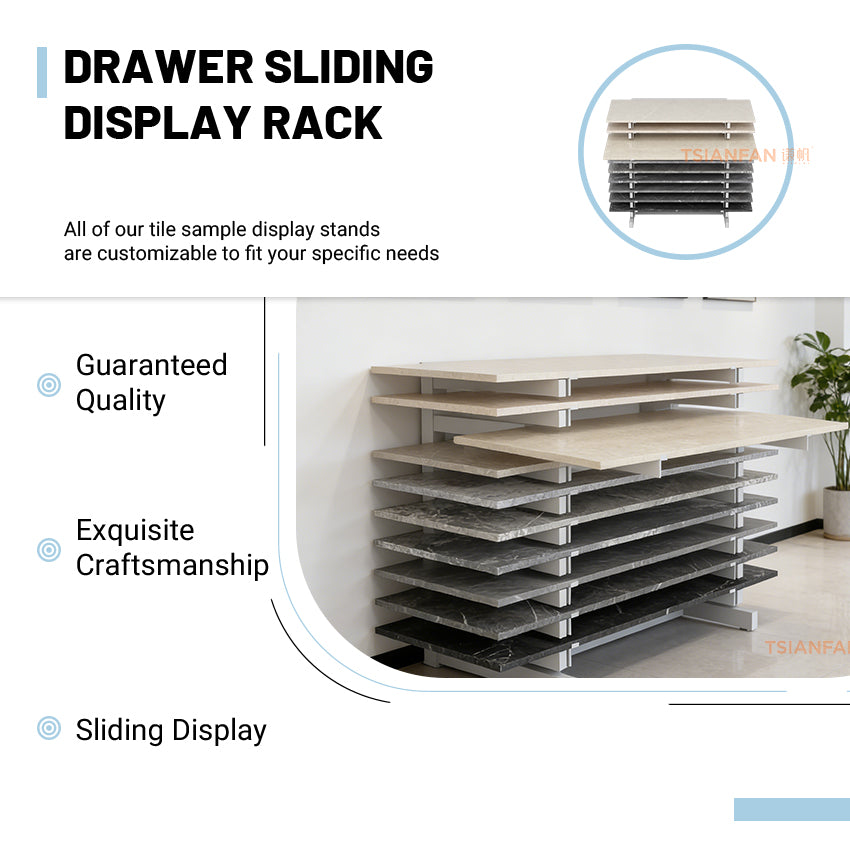 pull out drawer tile display cabinet for showrooms