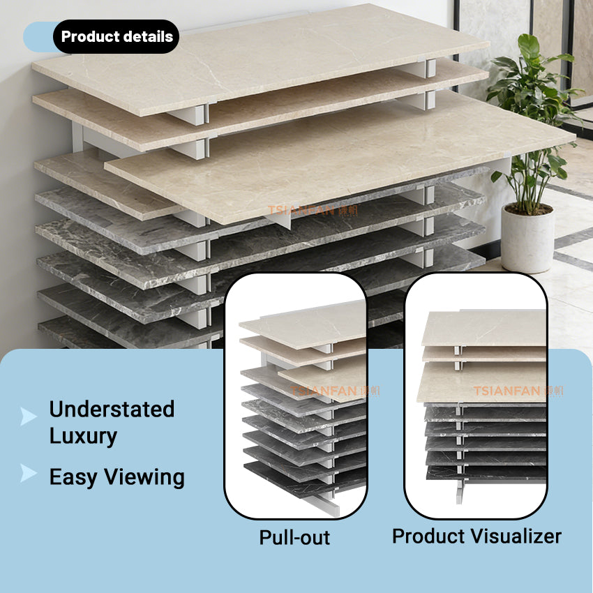 pull out drawer tile display cabinet for showrooms