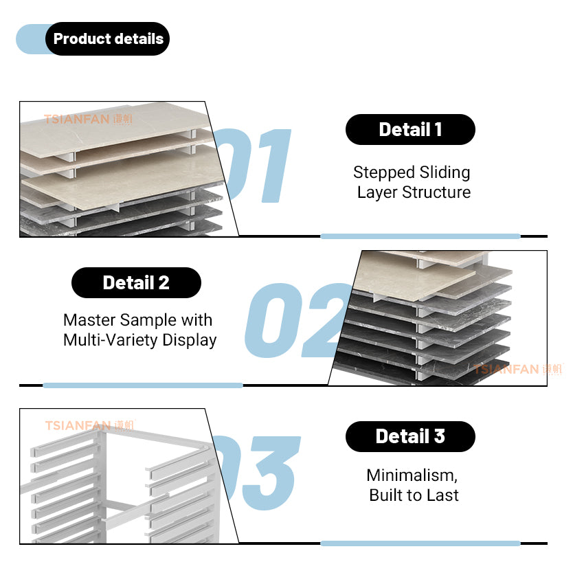 pull out drawer tile display cabinet for showrooms