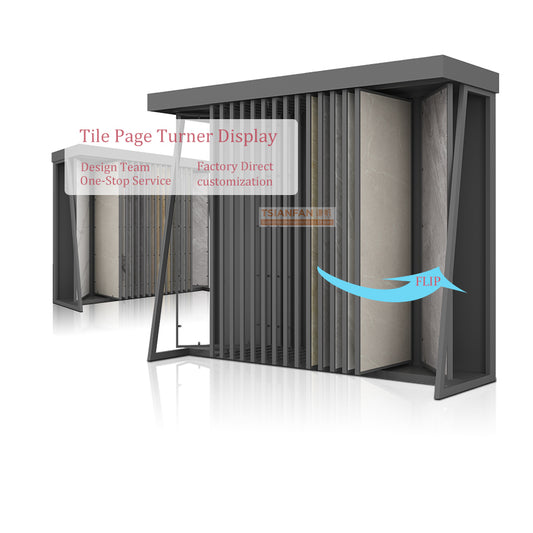 porcelain tiles page turning display stand stone displays-CF008-2