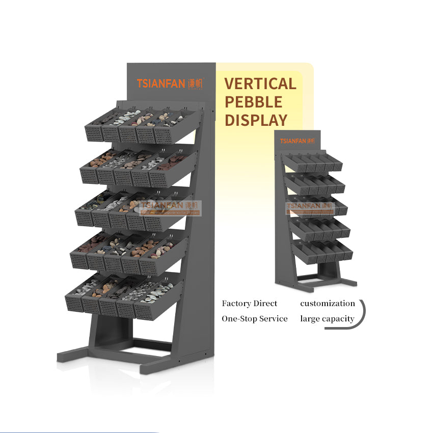 metal display racks for cobble stone rock displays-SE105