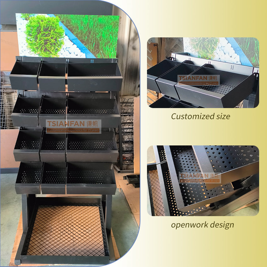 metal display racks for cobble stone rock displays-SE105