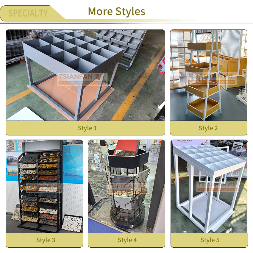 metal display racks for cobble stone rock displays-SE105