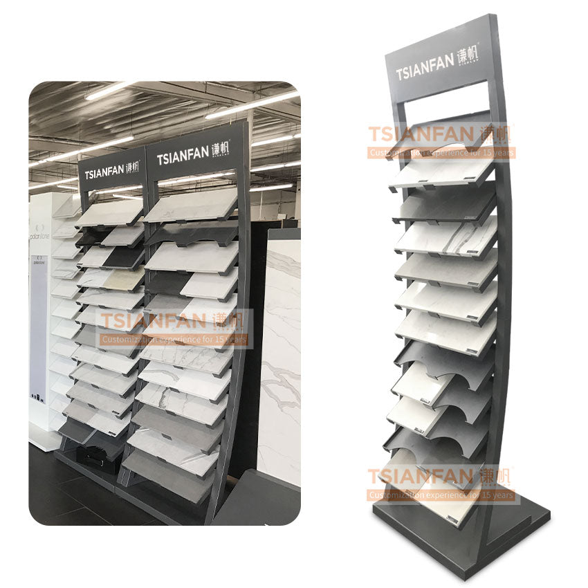 arc type metal quartz stone display rack-srl041