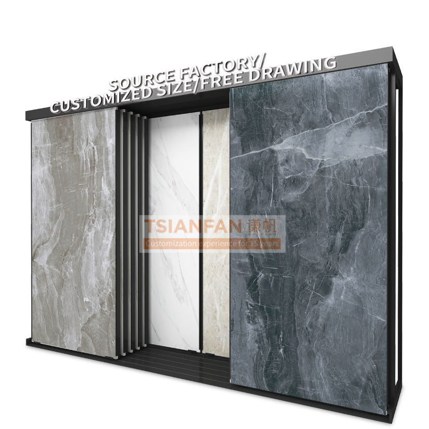 Big Panel Horizontal Push pull Side Sliding Display Stand For Granite Marble Wood Flooring Sample TL023-2